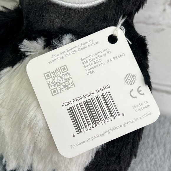 Slumberkins Penguin Mini Plush Stuffed Animal Black White NWT Ltd Edition 6 in - Picture 6 of 8